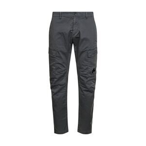 Cp Company Men Grey Stretch Cotton Satin Cargo Trousers